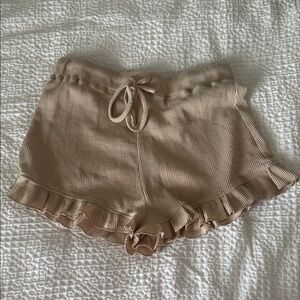 Princess Polly Tan Ruffle Waffle Shorts